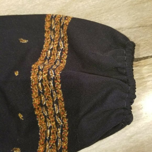 Vintage Secretary Midi Dress Sheer Blue Leaf Print - Picture 4 of 10